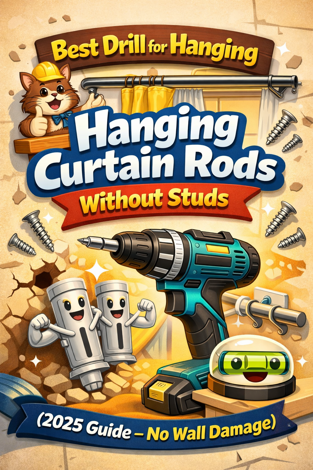 best drill for hanging curtain rods without studs